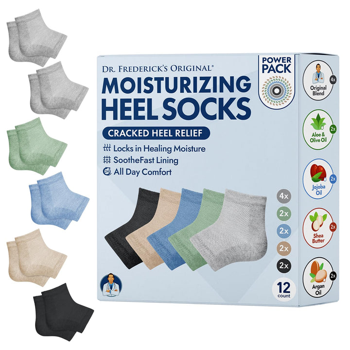 Moisturizing Heel Socks for Dry Cracked Heels Treatment - Infused with Olive Oil, Jojoba Oil and Vitamin E - 2 Pairs - Stocking Stuffers for Adults - Original Formula