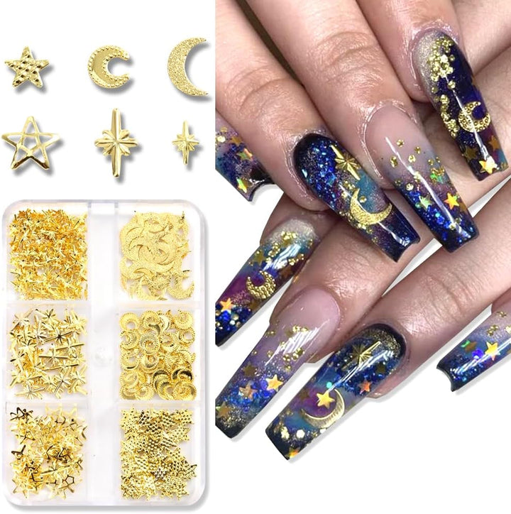 3D Mini Metal Punk Nail Art Studs Mixed Sizes Gold Black Cone Spikes Alloy Nail Rivets Jewelry for Women Goth Nail Art Charms Nails Accessories DIY Crafts Decorations