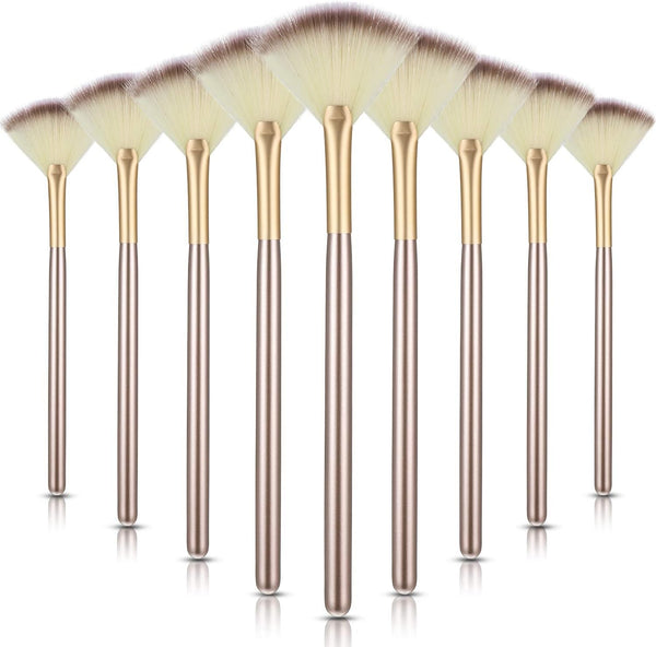 9 Pieces Facial Fan Mask Brushes, Soft Facial Applicator Brushes Tools for Peel Glycolic Makeup for Mud Cream(Champagne)