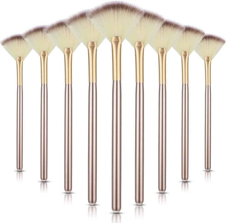 9 Pieces Facial Fan Mask Brushes, Soft Facial Applicator Brushes Tools for Peel Glycolic Makeup for Mud Cream(Champagne)