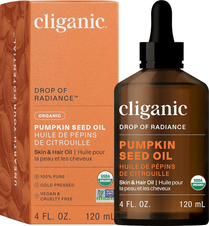 Organic Pumpkin Seed Oil, 100% Pure - for Face & Hair | Natural Cold Pressed Unrefined (Packaging May Vary)