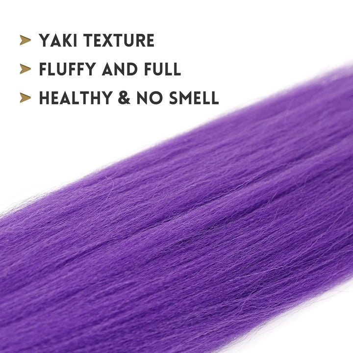 Long Purple Braiding Hair Pre Stretched Synthetic Braiding Hair Extensions for Braids, Purple Hair Extensions for Stage Party Halloween Costume Cosplay