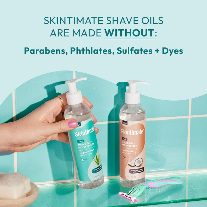 2-In-1 Shave Oil & Moisturizer, Fragrance Free, 7.3Oz | Shaving Oil, after Shave for Women Bikini Area Moisturizer with Vitamin E and Aloe, Shaving Cream Alternative, 7.3 Fl Oz