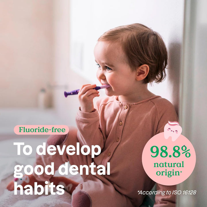 Baby and Child Fluoride-Free Training Toothpaste, EWG Verified, Naturally Derived Ingredients, Vegan, Strawberry, 2.6 Oz