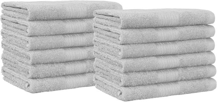 Cotton Washcloths for Bathroom, Soft and Highly Absorbent, 12 in X 12 In, Gray, 12-Pack