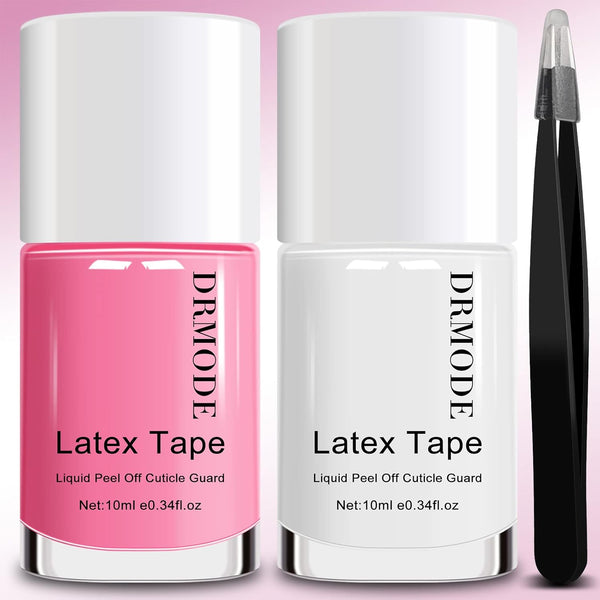 Liquid Latex for Nails, Nail Latex Tape Peel off Fast Drying Nail Polish Barrier, Nail Cuticle Guard Protector for Fingers Nail Stamping with Tweezers for Nail Art
