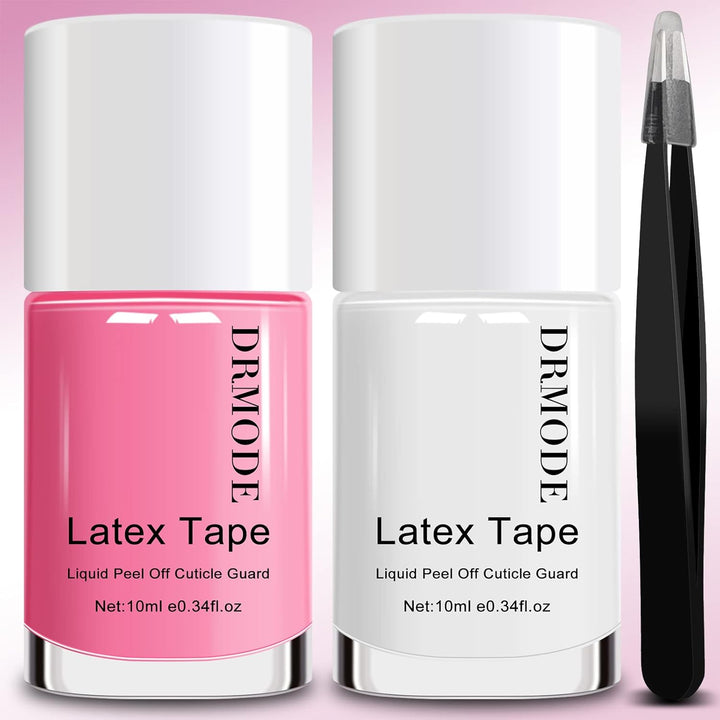Liquid Latex for Nails, Nail Latex Tape Peel off Fast Drying Nail Polish Barrier, Nail Cuticle Guard Protector for Fingers Nail Stamping with Tweezers for Nail Art
