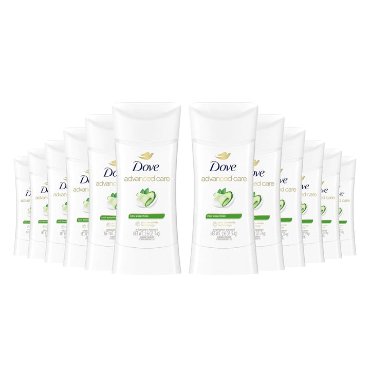 Advanced Care Antiperspirant Deodorant Stick Cool Essentials 4 Ct for Helping Your Skin Barrier Repair after Shaving 72 Hour Odor Control and Sweat Protection with Pro Ceramide Technology 2.6 Oz