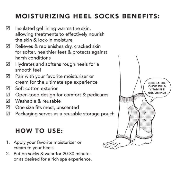 Moisturizing Socks for Cracked Heel Treatment – Reusable Spa Socks for Women & Men with Insulated Gel Lining - Overnight Heel Socks for Dry Cracked Feet, Hydrating, Open-Toe Design - 1 Pair