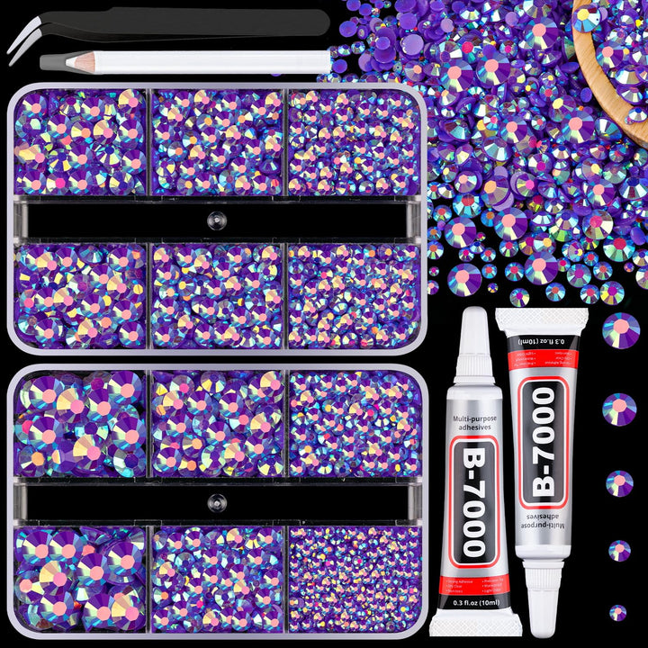 13000Pcs Flatback Pearls for Crafting (White), Assorted Size 2/3/4/5/6/8/10Mm Half Pearl Bead Gems with 3Pcs 10Ml B7000 Jewelry Glue, Bedazzling Kit for Crafts Shoes Graduation Cap Nail Art