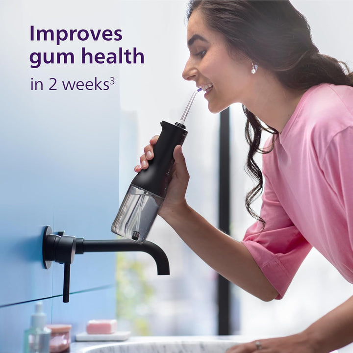 Cordless Power Flosser 3000 - Water Flosser with Innovative Quad Stream Technology, Oral Irrigator with 2 Flossing Modes and 3 Pressure Levels, IPX7 Waterproof, Black, HX3826/23