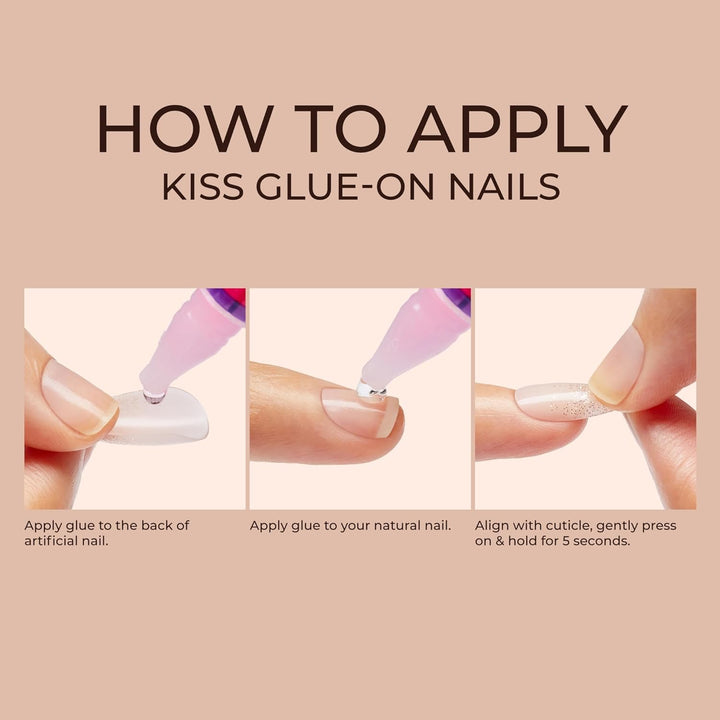 Classy, Press on Nails, Nail Glue Included, 'Dashing', Light White, Medium Size, Almond Shape, Includes 28 Nails, 2G Glue, 1 Manicure Stick, 1 Mini File