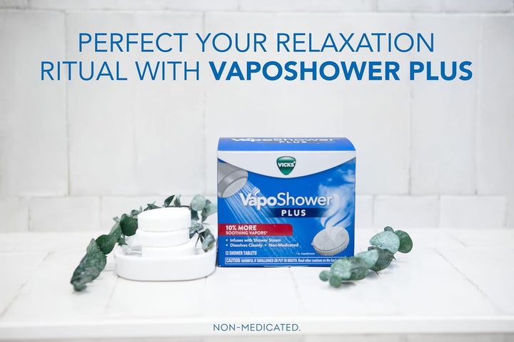 , Vaposhower Plus, Shower Steamers, Eucalyptus Shower Steamer & Menthol Scent, Clean Dissolving Vapor Shower Tablets, Aromatherapy Shower Steamer & Shower Bombs, 12 Count