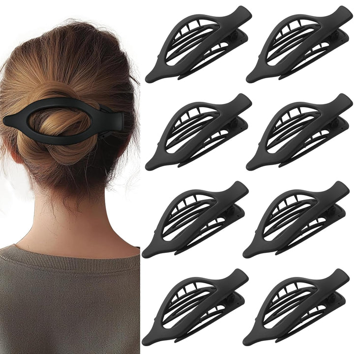 8 Pack Flat Hair Clips for Women,Matte No Crease Flat Claw Clips, Large Strong Hold Barrettes for Thick & Thin Hair, French Duckbill Styling Accessories