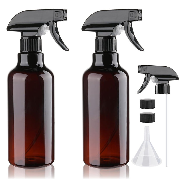 Plastic Spray Bottles Empty Spray Bottle 16.9Oz/500Ml 2 Pack Heavy Duty Spraying Bottles Mist/Stream Water Bottle for Cleaning Solutions, Essential Oils, Hair (Clear)