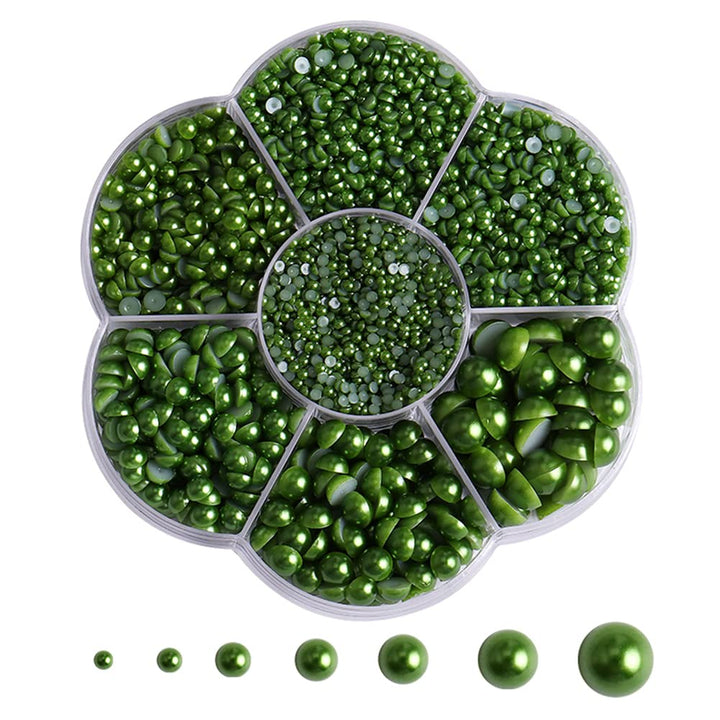 5800 Pcs Half Pearls for Crafts, Flatback Pearls for Artwork Making, DIY Rhinestones Accessory Nail Art, Face Gems Jewels Flat Back Craft Pearls - White