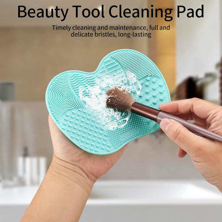 2 Pcs Silicone Make up Brush Cleaning Mat, Makeup Brush Cleaner Mats, Cosmetic Cleaning Pads, Portable Washing Tool with Suction Cup for Makeup Cosmetic Brushes
