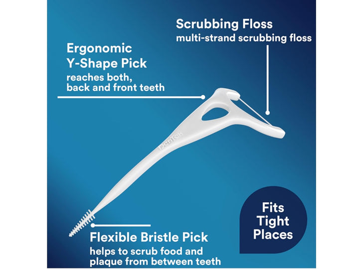 Easy Reach Complete Clean Floss Picks, with Strong Dental Floss, 75 Count, 3 Pack