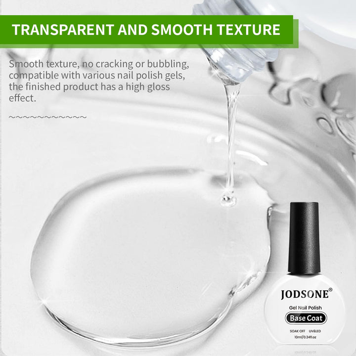 2 Bottles 10Ml of Top Coat Base Coat Gel Polish Set Bright Surface at Home DIY Nail Salon Girl Gift, Transparent