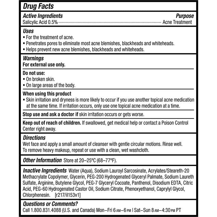 CLEAR Pore Normalizing Facial Cleanser, Acne Daily Face Wash, Salicylic Acid Face Cleanser for Clogged & Enlarged Pores, Redness & Blackheads, Fragrance Free