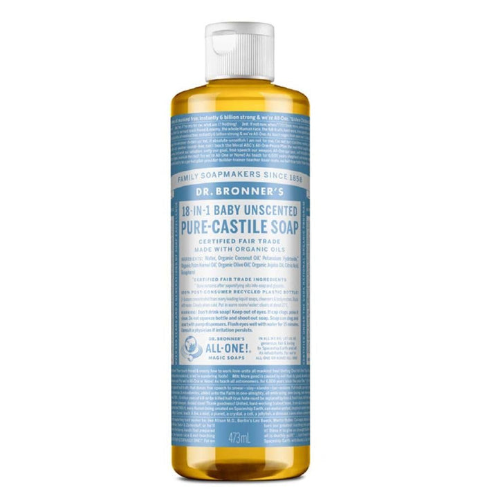 Pure-Castile Magic Liquid Soap - Made with Regenerative Organic Certified Oils - 18-In-1 Uses for Face, Body, Hand Gentle on Baby & Sensitive Skin Body Wash Unscented,32Oz