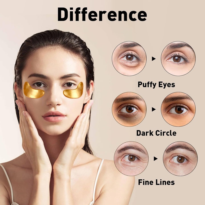 under Eye Patches (50 Pairs) - 24K Gold Eye Patches for Puffy Eyes, Dark Circles, Eyebags and Wrinkles, Collagen Skin Care Products, Beauty & Personal Care