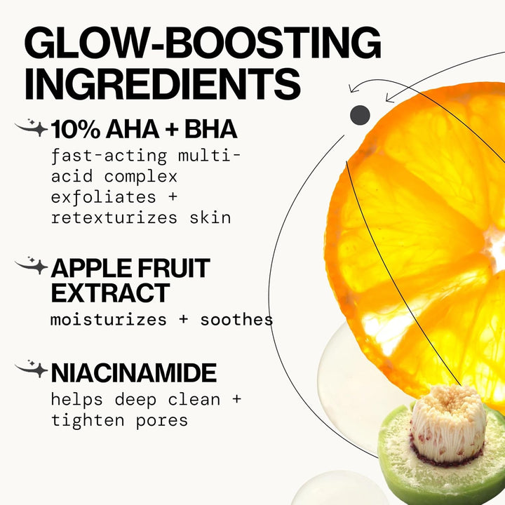 Glow Baby Brightening Peel Pads 10% AHA + BHA Exfoliating Face Pads for Glowing Skin Resurfacing Glycolic Acid & Salicylic Acid Pad to Smooth Texture & Minimize Pores Fragrance Free 60 Count