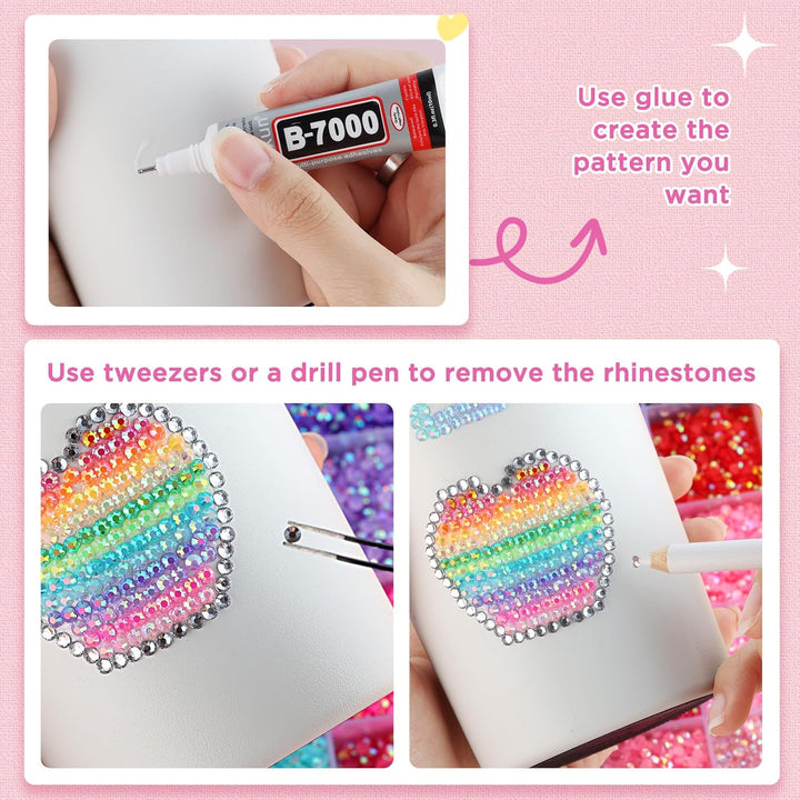 40 Colors Resin Jelly Rhinestones for Bedazzling, 3Mm 32000 Pcs Flatback Gems for Crafting, Bedazzling Kit with 3Pcs B7000 Glue for Clothing Shoes Nail Book Diamond Art