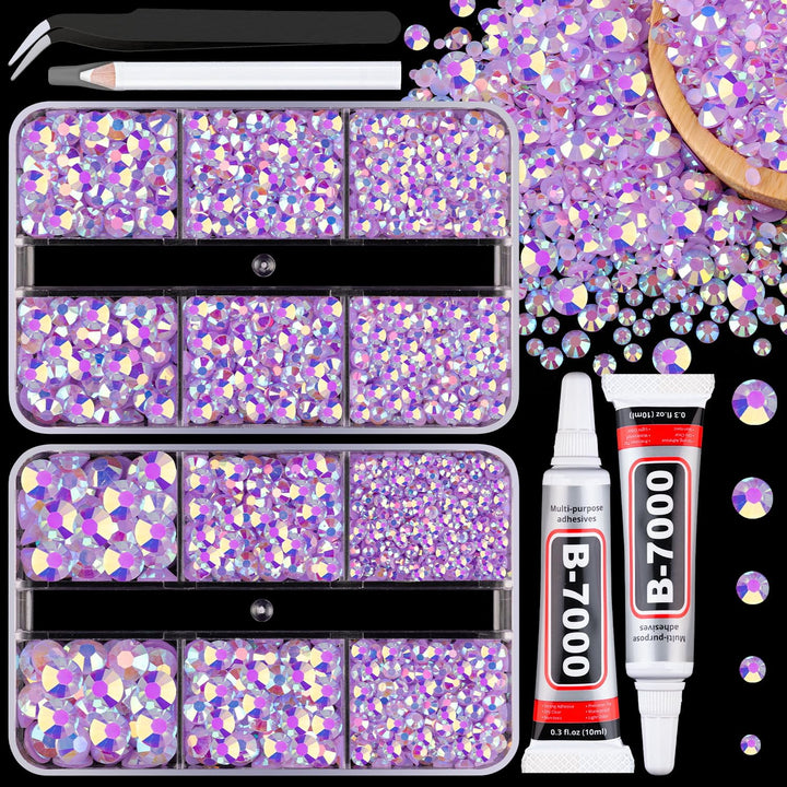 13000Pcs Flatback Pearls for Crafting (White), Assorted Size 2/3/4/5/6/8/10Mm Half Pearl Bead Gems with 3Pcs 10Ml B7000 Jewelry Glue, Bedazzling Kit for Crafts Shoes Graduation Cap Nail Art