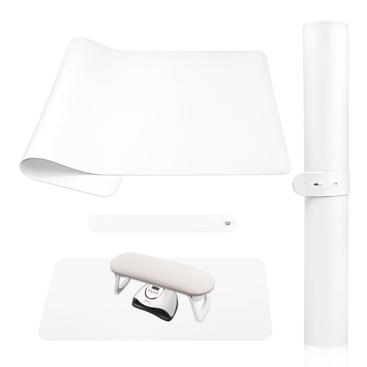 Nail Art Table Mat, (MAT ONLY) Soft Microfiber PU Leather Nail Hand Rest for Nail Arm Rest Cushion, Foldable Nail Art Rest Pillow Manicure Pad Desk Mat - Pink