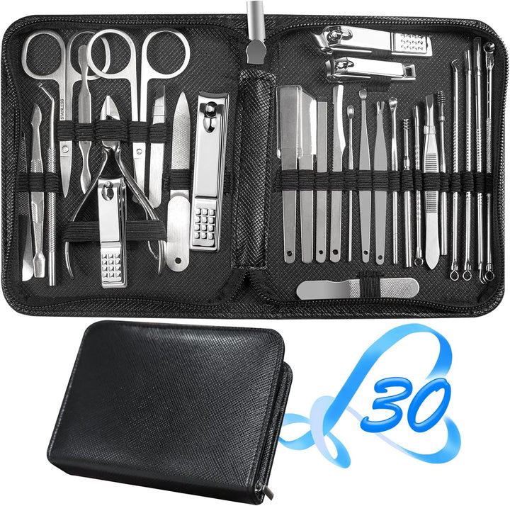 Manicure Set 30 in 1 Nail Clipper Set,  Nail Clippers, Fingernail & Toenail Clippers, Manicure Tools, Pedicure Tools, Suitable for Travel Manicure Kit, Nail Set Kit with Everything Profe