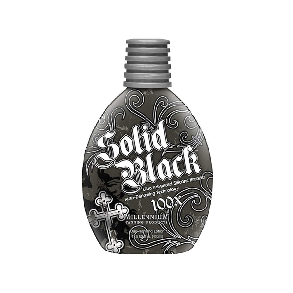 SOLID BLACK 100X Dark Tanning Lotion Indoor Outdoor Tan Enhancing Silicone Bronzer Tanning Bed Lotion 13.5 Fl Oz (400 Ml)