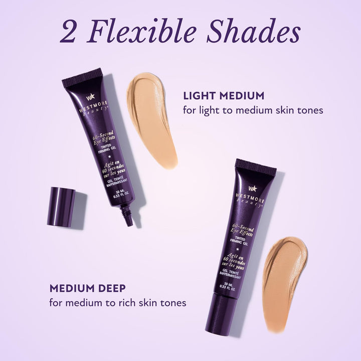 60 Second Effects Tinted Firming Gel - under Eye Cream for Puffiness and Bags under Eyes - 10 Ml Light to Medium - 0.33 Fl Oz