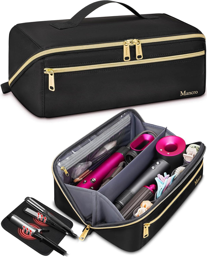 Hot Hair Tools Travel Bag with Separate Heat Resistant Mat, Large Capacity Wide-Open Pouch, Hair Accessories Organizer for Flat Irons, Straighteners, Curling Iron,Travel Essentials for Women