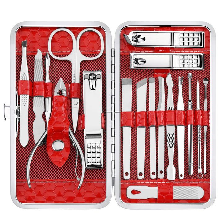 Nail Clippers Set Fingernail and Toenail Clipper Cutters, Manicure Pedicure Kit 18 Pieces Stainless Steel Professional Grooming Kits, Nail Care Tools with Luxurious Travel Case
