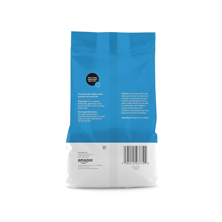 Epsom Salt Soak, Unscented, Magnesium Sulfate USP, Muscle and Feet Relaxation, Soothing, 3 Pound, Pack of 1