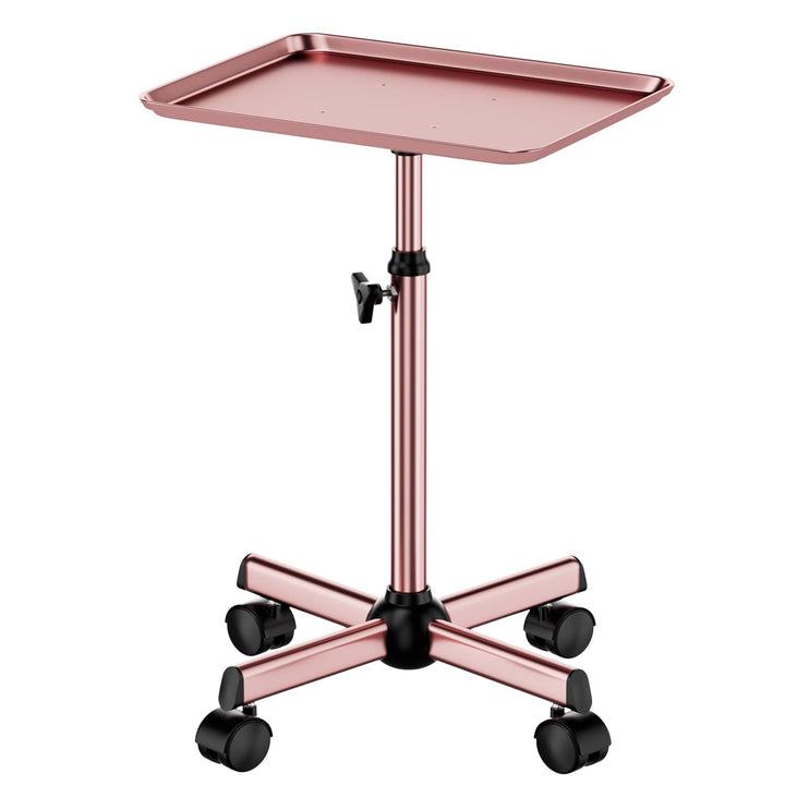 Salon Tray Cart Rolling Tray Spa Tray,Tattoo Tray Dental Tray Height Adjustable,Salon Tray on Wheels Premium Metal Rolling Trolley,Pink