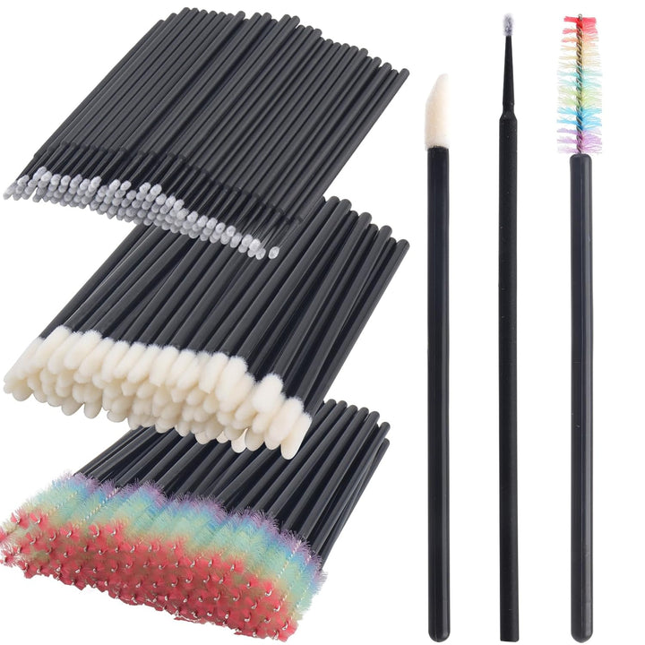 200Pcs Eyelash Extension Supplies Kit,Disposable Lash Spoolies Brushes Micro Swab Brushes Mascara Wand Lip Brushes for Eyelash Extension Tattoo Lipstick Applicator (Crystal Pink)