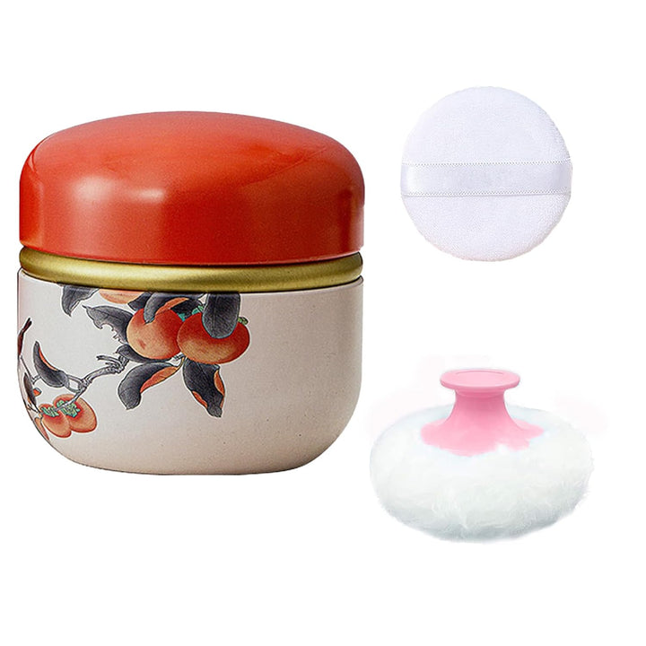 Body Powder Puff and Container for Dusting Powder, Women Powder Puff and Powder Case for Bath and Travel (Romantic Flowers)