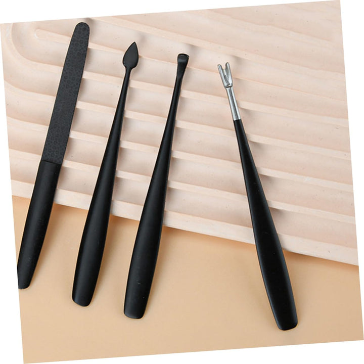 Stainless Steel Cuticle Trimmer Tool Kit 4-Piece Nail Care Set for Manicure and Pedicure Includes Dead Skin Forks and Cuticle Pusher Suitable for Home and Professional Use
