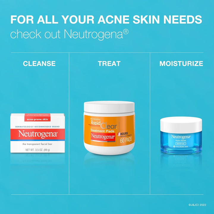 Facial Cleansing Bar for Acne-Prone Skin, Gentle Non-Medicated Daily Cleanser, Non-Comedogenic Transparent Soap with Glycerin, No Dyes or Detergents, 3.5 Oz