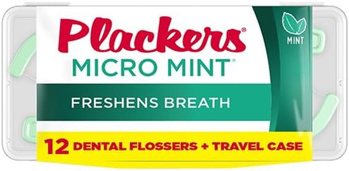 Micro Mint Dental Flossers, Travel Pack, Perfect Travel Size, Easy Storage, Dental Care On-The-Go, Fresh Mint Flavor, 12 Count