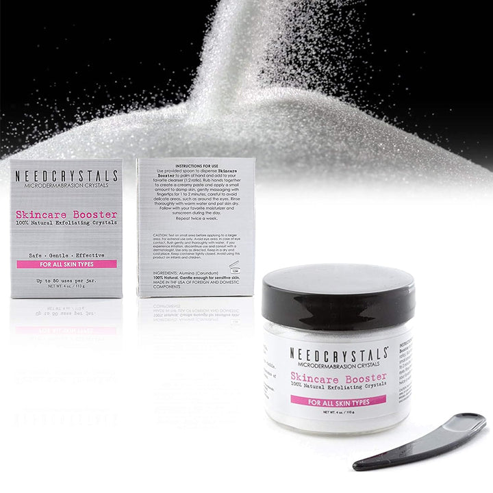 Microdermabrasion Crystals DIY Facial Scrub. Natural Face Exfoliator for Dull or Dry Skin Improves Scars, Blackheads, Pore Size, Wrinkles, Blemishes & Skin Texture 4 Oz. / 113 Gr.