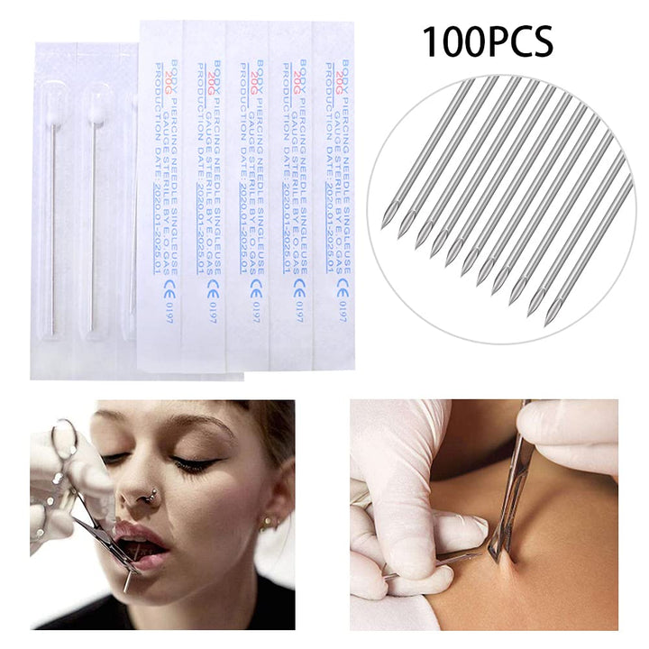 Piercing Needles - LQ 100Pcs 16G Body Piercing Needles Disposable Professional Piercing Needles for Body Ear Navel Nose Lip Nipple (16G 100PC)