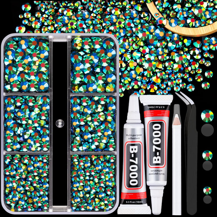 13000Pcs Flatback Pearls for Crafting (White), Assorted Size 2/3/4/5/6/8/10Mm Half Pearl Bead Gems with 3Pcs 10Ml B7000 Jewelry Glue, Bedazzling Kit for Crafts Shoes Graduation Cap Nail Art