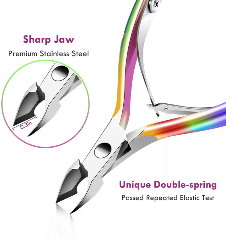 Cuticle Trimmer Cuticle Remover with Cuticle Pusher,  Professional Stainless Steel Durable Pedicure Manicure Tools Cutter Nipper Scissor Clipper for Fingernails and Toenails Dead Skin