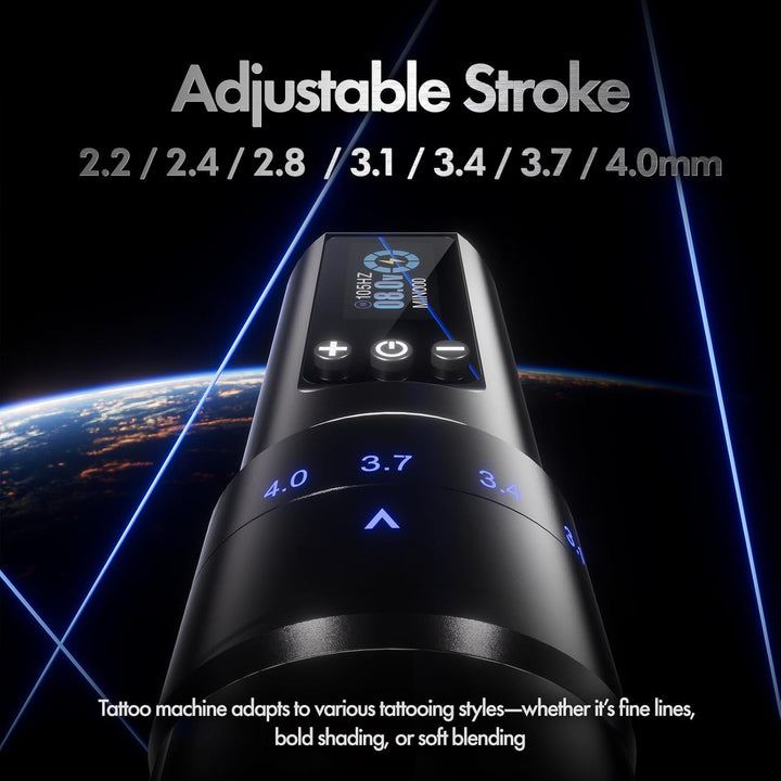 Wireless Tattoo Machine for Beginners, Professional Wireless Tattoo Gun with 7 Adjustable Strokes Length, Tattoo Pen Machine 1600Mah Power Supply for Tattoo Artists