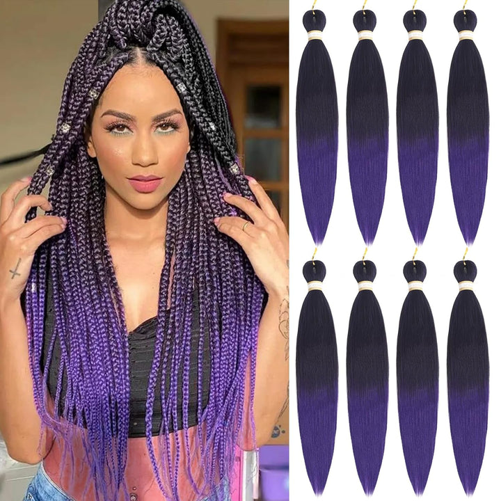 Long Purple Braiding Hair 30 Inch, Pre Stretched Synthetic Braiding Hair for Braids,2 Packs Purple Rumi Hair Extensions for Stage Party Halloween Costume Cosplay