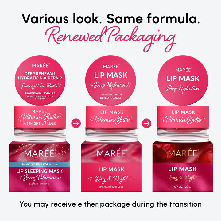 Lip Mask Overnight - Lip Moisturizer for Very Dry Lips - Hydrating Lip Butter Balm with Hyaluronic Acid & Collagen - Overnight Lip Treatment - Lip Sleeping Mask Repair - Hidratante De Labios