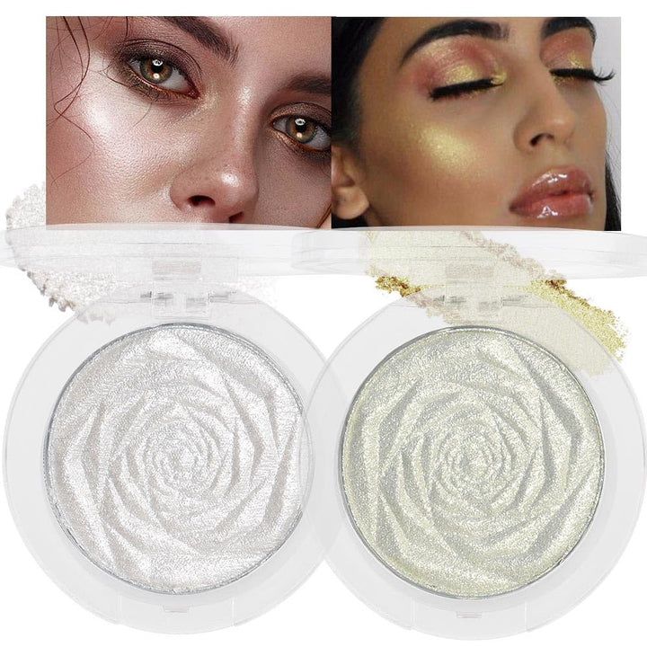 Pearl White Silver Face Highlighter Makeup, White Shimmer Glitter Diamond Sparkly Highlighters Makeup Eyeshadow Palette Powder for Face Body Cheek Skin, Inner Corner Eye Highlighter Make up 01